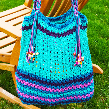 Ocean Blue Beach Day Tote Bag Crochet Free Pattern