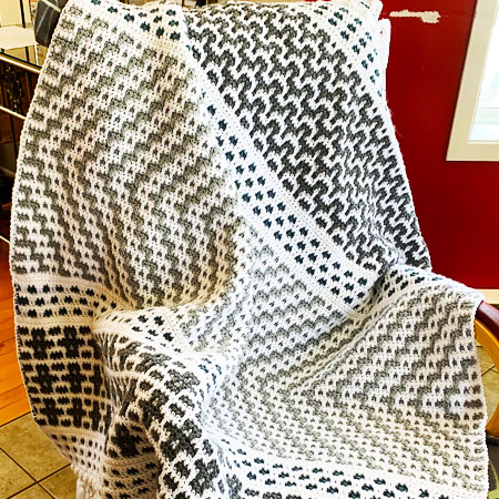 Grey Mosaic Crochet Free Blanket Pattern 1 