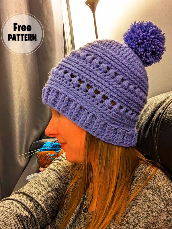 Lilac Bead Stitch Crochet Hat Pattern Free PDF
