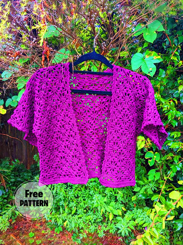 Purple Flower Stitch Crochet Cardigan Pattern Free PDF