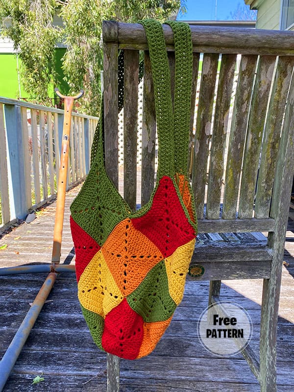 Tricolor Square Crochet Bag Free Pattern PDF