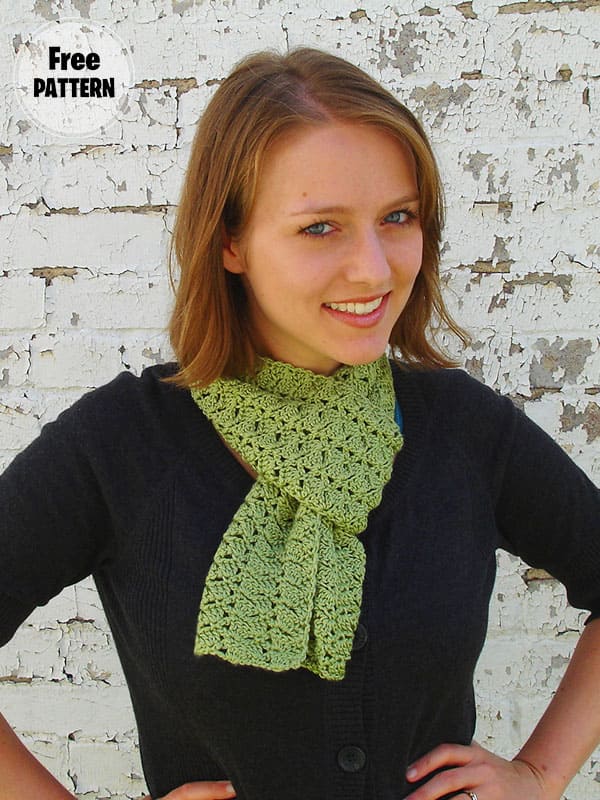 Small Leaves Crochet Scarf Lace Pattern Free