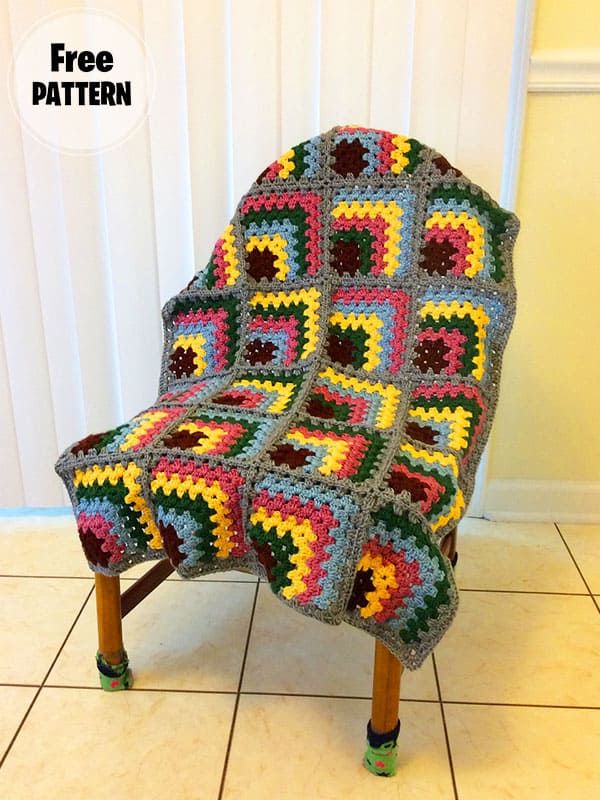 Modern Granny Square Rainbow Crochet Blanket Pattern Free