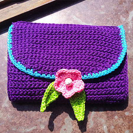 Pink Floral Crochet Wallet Free Pattern PDF